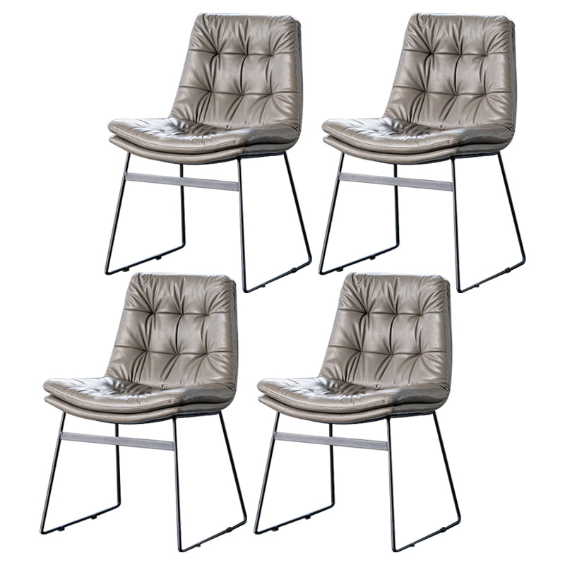 Nordic Upholstered Armless Dining Chairs Metal Legs Solid Back Chair for Home Use Silver Gray 4 Piece Set Clearhalo ' kitchen&dining_furn' 'Dining Chairs' 'Dining Tables & Seating' 'dining_chair' 'furn' 'furn_dining_chair' 'Furniture' 'furniture_dining_chair' 'Kitchen & Dining Furniture' 'kitchen' 3725434