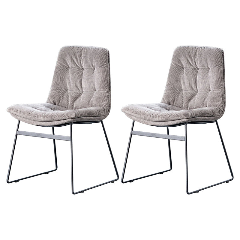 Nordic Upholstered Armless Dining Chairs Metal Legs Solid Back Chair for Home Use Dark Gray 2 Piece Set Clearhalo ' kitchen&dining_furn' 'Dining Chairs' 'Dining Tables & Seating' 'dining_chair' 'furn' 'furn_dining_chair' 'Furniture' 'furniture_dining_chair' 'Kitchen & Dining Furniture' 'kitchen' 3725438