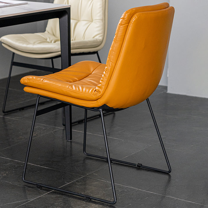 Nordic Upholstered Armless Dining Chairs Metal Legs Solid Back Chair for Home Use Clearhalo ' kitchen&dining_furn' 'Dining Chairs' 'Dining Tables & Seating' 'dining_chair' 'furn' 'furn_dining_chair' 'Furniture' 'furniture_dining_chair' 'Kitchen & Dining Furniture' 'kitchen' 3725439