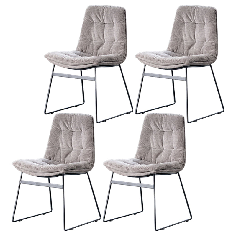 Nordic Upholstered Armless Dining Chairs Metal Legs Solid Back Chair for Home Use Dark Gray 4 Piece Set Clearhalo ' kitchen&dining_furn' 'Dining Chairs' 'Dining Tables & Seating' 'dining_chair' 'furn' 'furn_dining_chair' 'Furniture' 'furniture_dining_chair' 'Kitchen & Dining Furniture' 'kitchen' 3725440