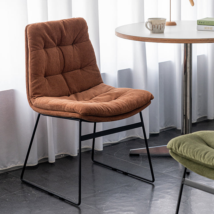 Nordic Upholstered Armless Dining Chairs Metal Legs Solid Back Chair for Home Use Clearhalo ' kitchen&dining_furn' 'Dining Chairs' 'Dining Tables & Seating' 'dining_chair' 'furn' 'furn_dining_chair' 'Furniture' 'furniture_dining_chair' 'Kitchen & Dining Furniture' 'kitchen' 3725441