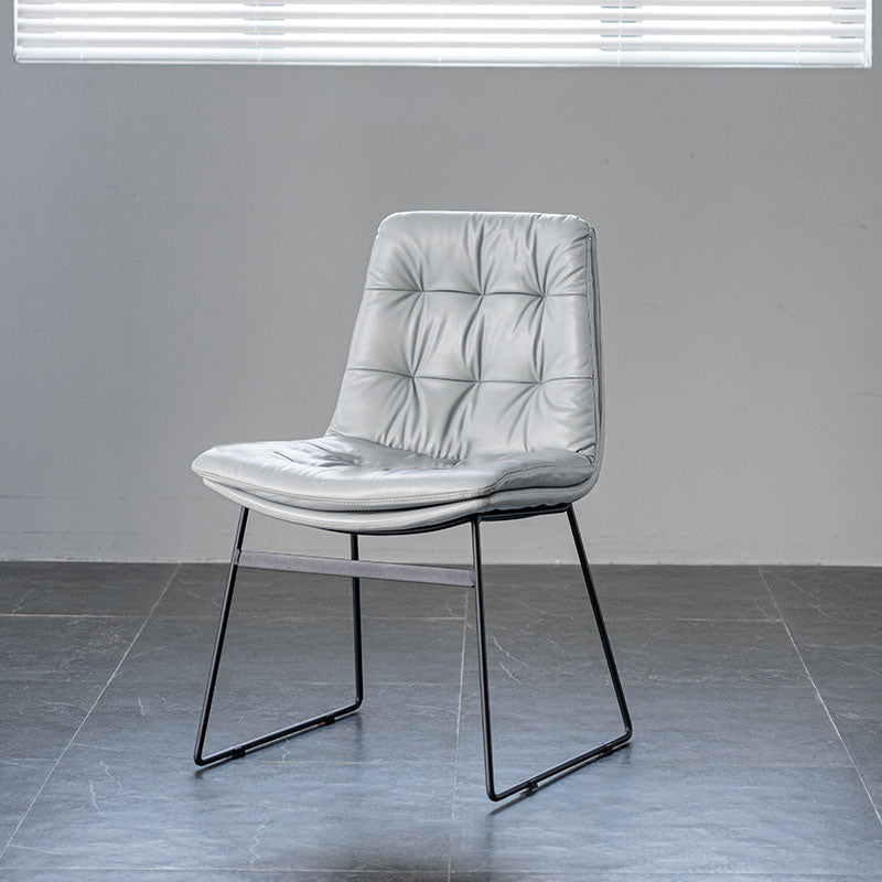 Nordic Upholstered Armless Dining Chairs Metal Legs Solid Back Chair for Home Use Grey 1 Piece Clearhalo ' kitchen&dining_furn' 'Dining Chairs' 'Dining Tables & Seating' 'dining_chair' 'furn' 'furn_dining_chair' 'Furniture' 'furniture_dining_chair' 'Kitchen & Dining Furniture' 'kitchen' 3725442