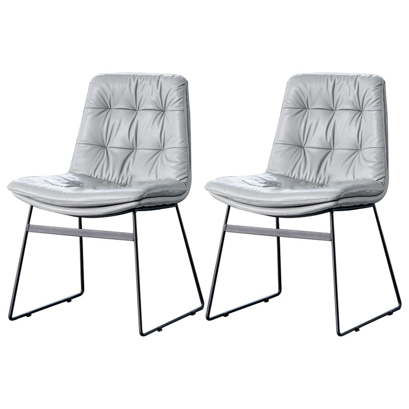 Nordic Upholstered Armless Dining Chairs Metal Legs Solid Back Chair for Home Use Grey 2 Piece Set Clearhalo ' kitchen&dining_furn' 'Dining Chairs' 'Dining Tables & Seating' 'dining_chair' 'furn' 'furn_dining_chair' 'Furniture' 'furniture_dining_chair' 'Kitchen & Dining Furniture' 'kitchen' 3725444