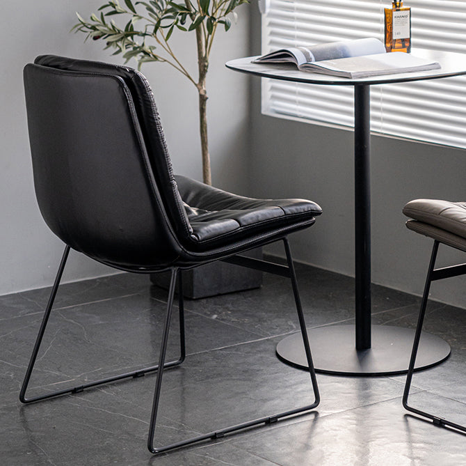 Nordic Upholstered Armless Dining Chairs Metal Legs Solid Back Chair for Home Use Clearhalo ' kitchen&dining_furn' 'Dining Chairs' 'Dining Tables & Seating' 'dining_chair' 'furn' 'furn_dining_chair' 'Furniture' 'furniture_dining_chair' 'Kitchen & Dining Furniture' 'kitchen' 3725445