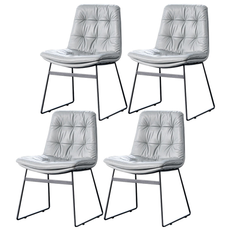 Nordic Upholstered Armless Dining Chairs Metal Legs Solid Back Chair for Home Use Grey 4 Piece Set Clearhalo ' kitchen&dining_furn' 'Dining Chairs' 'Dining Tables & Seating' 'dining_chair' 'furn' 'furn_dining_chair' 'Furniture' 'furniture_dining_chair' 'Kitchen & Dining Furniture' 'kitchen' 3725446