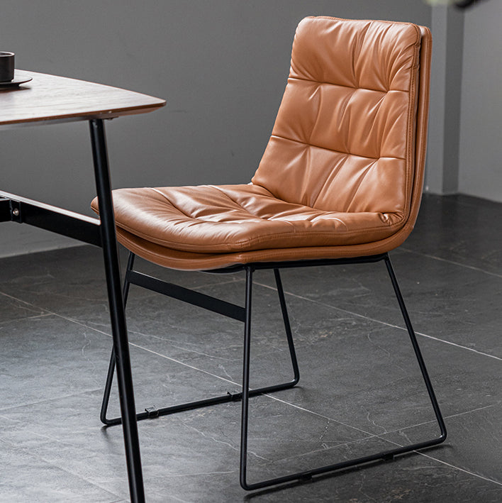 Nordic Upholstered Armless Dining Chairs Metal Legs Solid Back Chair for Home Use Clearhalo ' kitchen&dining_furn' 'Dining Chairs' 'Dining Tables & Seating' 'dining_chair' 'furn' 'furn_dining_chair' 'Furniture' 'furniture_dining_chair' 'Kitchen & Dining Furniture' 'kitchen' 3725447