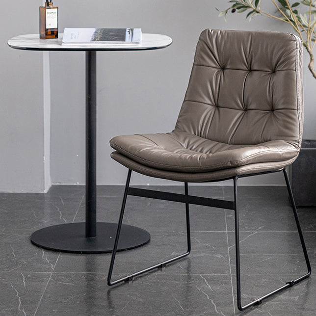 Nordic Upholstered Armless Dining Chairs Metal Legs Solid Back Chair for Home Use Clearhalo ' kitchen&dining_furn' 'Dining Chairs' 'Dining Tables & Seating' 'dining_chair' 'furn' 'furn_dining_chair' 'Furniture' 'furniture_dining_chair' 'Kitchen & Dining Furniture' 'kitchen' 3725449