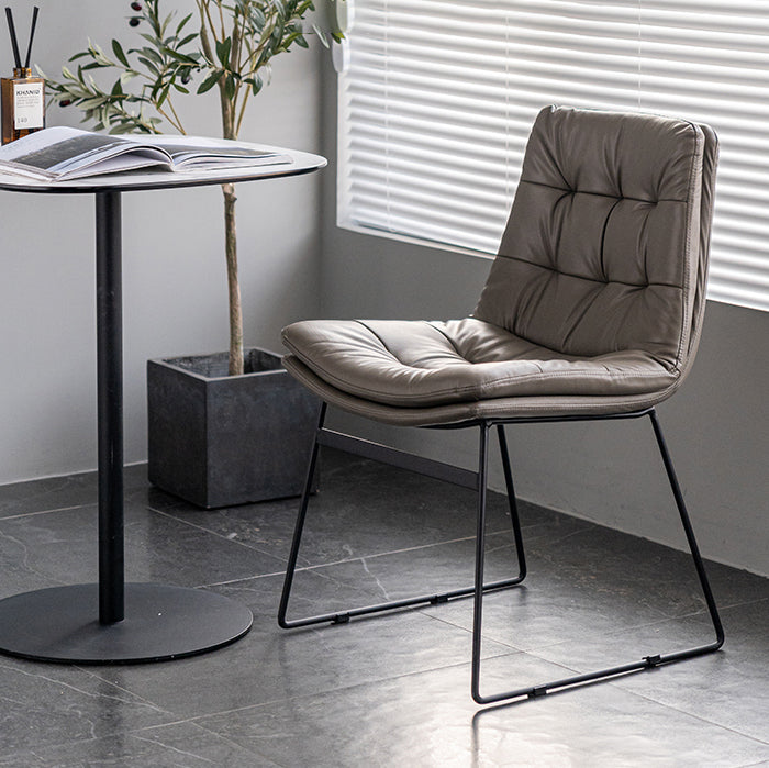 Nordic Upholstered Armless Dining Chairs Metal Legs Solid Back Chair for Home Use Clearhalo ' kitchen&dining_furn' 'Dining Chairs' 'Dining Tables & Seating' 'dining_chair' 'furn' 'furn_dining_chair' 'Furniture' 'furniture_dining_chair' 'Kitchen & Dining Furniture' 'kitchen' 3725450