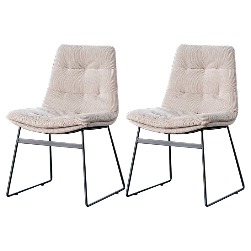 Nordic Upholstered Armless Dining Chairs Metal Legs Solid Back Chair for Home Use Light Gray 2 Piece Set Clearhalo ' kitchen&dining_furn' 'Dining Chairs' 'Dining Tables & Seating' 'dining_chair' 'furn' 'furn_dining_chair' 'Furniture' 'furniture_dining_chair' 'Kitchen & Dining Furniture' 'kitchen' 3725451