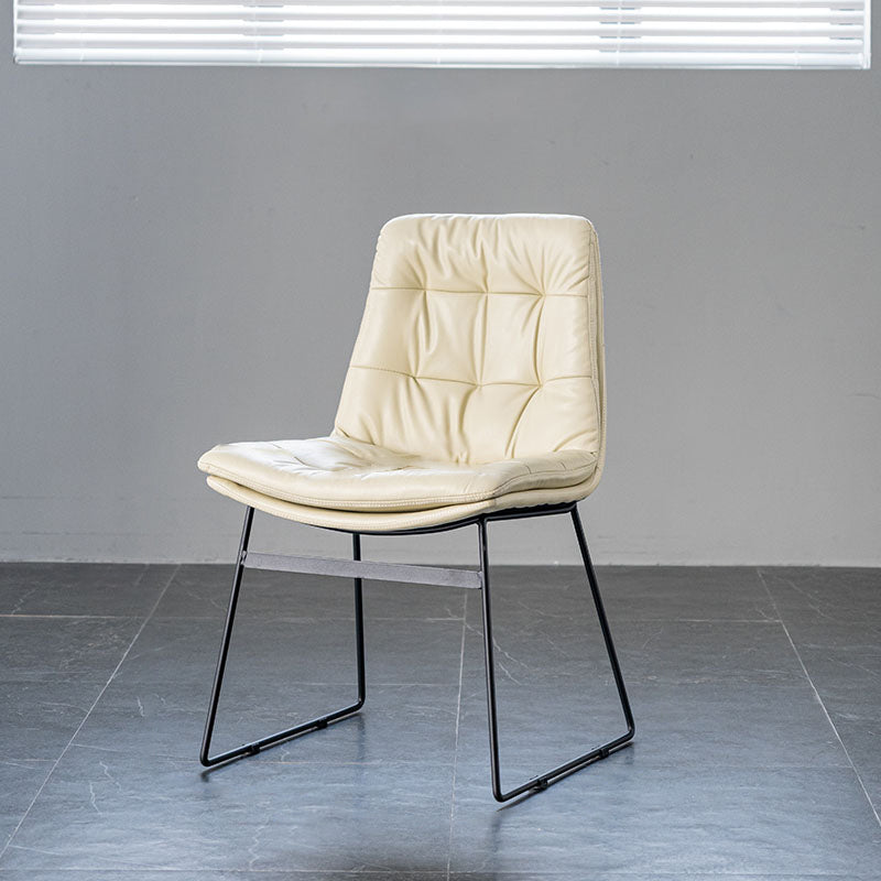 Nordic Upholstered Armless Dining Chairs Metal Legs Solid Back Chair for Home Use White 1 Piece Clearhalo ' kitchen&dining_furn' 'Dining Chairs' 'Dining Tables & Seating' 'dining_chair' 'furn' 'furn_dining_chair' 'Furniture' 'furniture_dining_chair' 'Kitchen & Dining Furniture' 'kitchen' 3725454