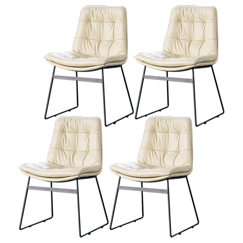 Nordic Upholstered Armless Dining Chairs Metal Legs Solid Back Chair for Home Use White 4 Piece Set Clearhalo ' kitchen&dining_furn' 'Dining Chairs' 'Dining Tables & Seating' 'dining_chair' 'furn' 'furn_dining_chair' 'Furniture' 'furniture_dining_chair' 'Kitchen & Dining Furniture' 'kitchen' 3725456