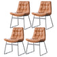 Nordic Upholstered Armless Dining Chairs Metal Legs Solid Back Chair for Home Use Khaki 4 Piece Set Clearhalo ' kitchen&dining_furn' 'Dining Chairs' 'Dining Tables & Seating' 'dining_chair' 'furn' 'furn_dining_chair' 'Furniture' 'furniture_dining_chair' 'Kitchen & Dining Furniture' 'kitchen' 3725462