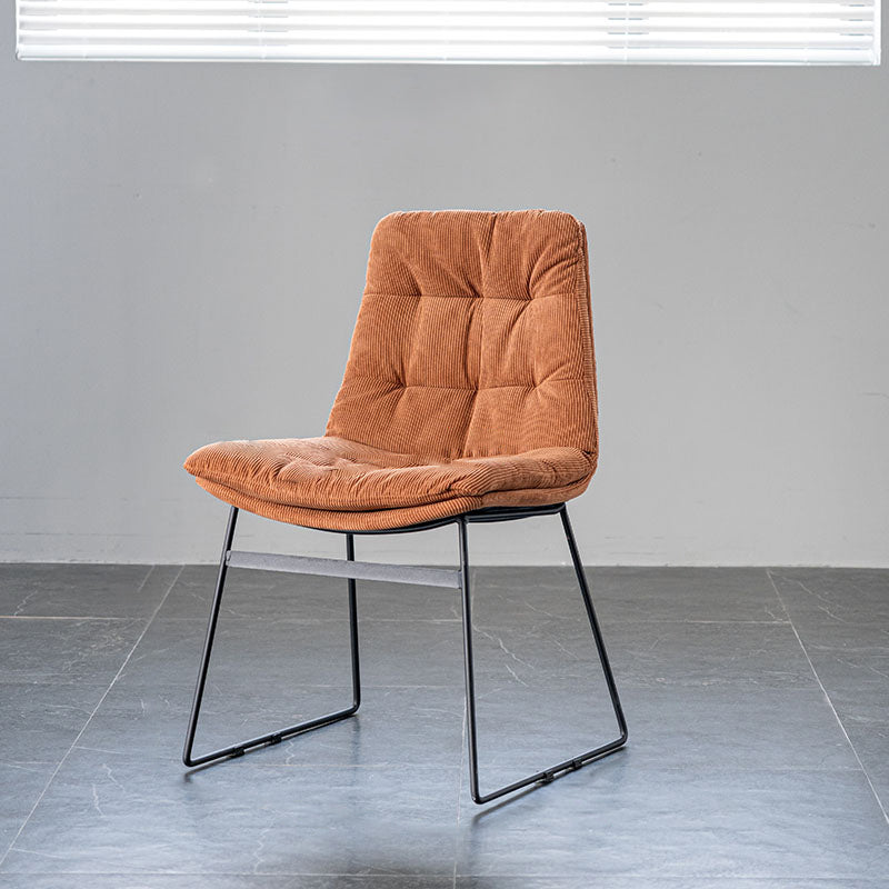 Nordic Upholstered Armless Dining Chairs Metal Legs Solid Back Chair for Home Use Brown 1 Piece Clearhalo ' kitchen&dining_furn' 'Dining Chairs' 'Dining Tables & Seating' 'dining_chair' 'furn' 'furn_dining_chair' 'Furniture' 'furniture_dining_chair' 'Kitchen & Dining Furniture' 'kitchen' 3725463