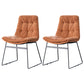 Nordic Upholstered Armless Dining Chairs Metal Legs Solid Back Chair for Home Use Brown 2 Piece Set Clearhalo ' kitchen&dining_furn' 'Dining Chairs' 'Dining Tables & Seating' 'dining_chair' 'furn' 'furn_dining_chair' 'Furniture' 'furniture_dining_chair' 'Kitchen & Dining Furniture' 'kitchen' 3725464
