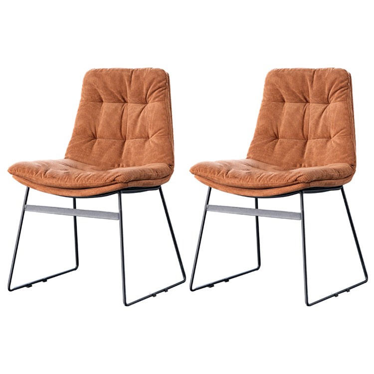 Nordic Upholstered Armless Dining Chairs Metal Legs Solid Back Chair for Home Use Brown 2 Piece Set Clearhalo ' kitchen&dining_furn' 'Dining Chairs' 'Dining Tables & Seating' 'dining_chair' 'furn' 'furn_dining_chair' 'Furniture' 'furniture_dining_chair' 'Kitchen & Dining Furniture' 'kitchen' 3725464