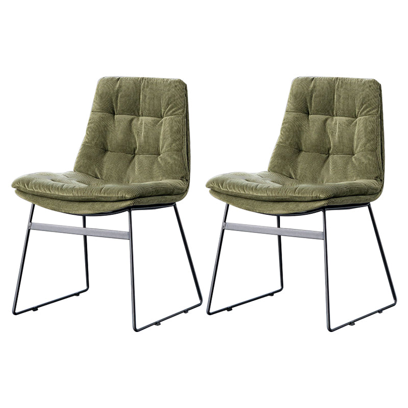 Nordic Upholstered Armless Dining Chairs Metal Legs Solid Back Chair for Home Use Green 2 Piece Set Clearhalo ' kitchen&dining_furn' 'Dining Chairs' 'Dining Tables & Seating' 'dining_chair' 'furn' 'furn_dining_chair' 'Furniture' 'furniture_dining_chair' 'Kitchen & Dining Furniture' 'kitchen' 3725467