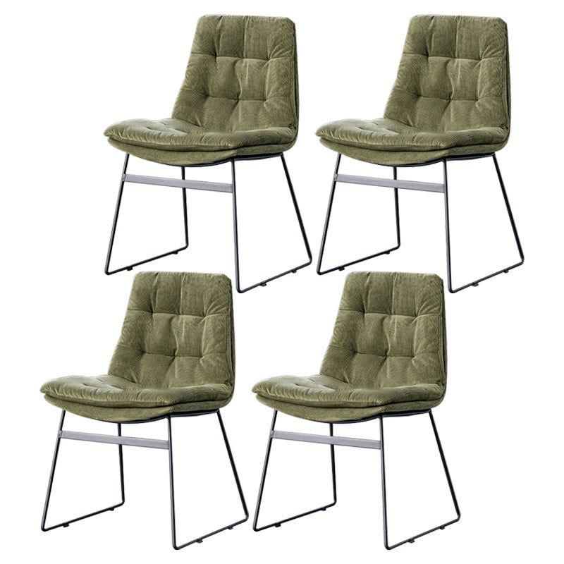 Nordic Upholstered Armless Dining Chairs Metal Legs Solid Back Chair for Home Use Green 4 Piece Set Clearhalo ' kitchen&dining_furn' 'Dining Chairs' 'Dining Tables & Seating' 'dining_chair' 'furn' 'furn_dining_chair' 'Furniture' 'furniture_dining_chair' 'Kitchen & Dining Furniture' 'kitchen' 3725468