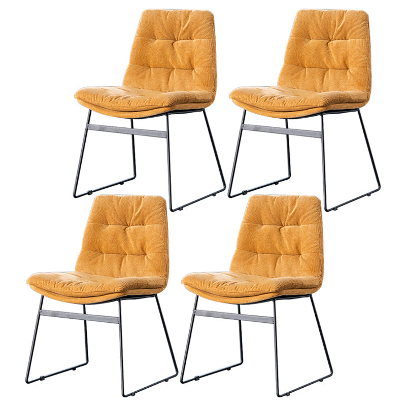 Nordic Upholstered Armless Dining Chairs Metal Legs Solid Back Chair for Home Use Ginger 4 Piece Set Clearhalo ' kitchen&dining_furn' 'Dining Chairs' 'Dining Tables & Seating' 'dining_chair' 'furn' 'furn_dining_chair' 'Furniture' 'furniture_dining_chair' 'Kitchen & Dining Furniture' 'kitchen' 3725471