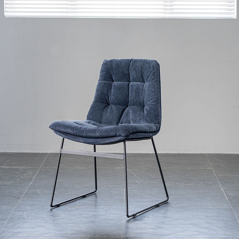 Nordic Upholstered Armless Dining Chairs Metal Legs Solid Back Chair for Home Use Dark Blue 1 Piece Clearhalo ' kitchen&dining_furn' 'Dining Chairs' 'Dining Tables & Seating' 'dining_chair' 'furn' 'furn_dining_chair' 'Furniture' 'furniture_dining_chair' 'Kitchen & Dining Furniture' 'kitchen' 3725472