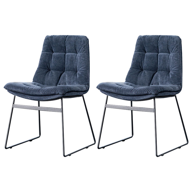 Nordic Upholstered Armless Dining Chairs Metal Legs Solid Back Chair for Home Use Dark Blue 2 Piece Set Clearhalo ' kitchen&dining_furn' 'Dining Chairs' 'Dining Tables & Seating' 'dining_chair' 'furn' 'furn_dining_chair' 'Furniture' 'furniture_dining_chair' 'Kitchen & Dining Furniture' 'kitchen' 3725473