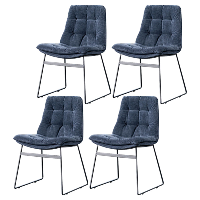 Nordic Upholstered Armless Dining Chairs Metal Legs Solid Back Chair for Home Use Dark Blue 4 Piece Set Clearhalo ' kitchen&dining_furn' 'Dining Chairs' 'Dining Tables & Seating' 'dining_chair' 'furn' 'furn_dining_chair' 'Furniture' 'furniture_dining_chair' 'Kitchen & Dining Furniture' 'kitchen' 3725474