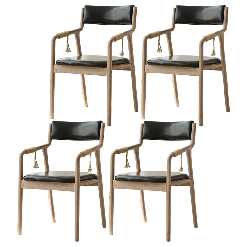 Traditional Style Wood Chair Set Open Back Arm Kitchen Dining Room Chairs Black 4 Piece Set Clearhalo ' kitchen&dining_furn' 'Dining Chairs' 'Dining Tables & Seating' 'dining_chair' 'furn' 'furn_dining_chair' 'Furniture' 'furniture_dining_chair' 'Kitchen & Dining Furniture' 'kitchen' 3725479