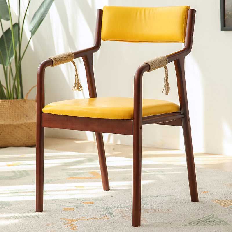 Traditional Style Wood Chair Set Open Back Arm Kitchen Dining Room Chairs Yellow 1 Piece Clearhalo ' kitchen&dining_furn' 'Dining Chairs' 'Dining Tables & Seating' 'dining_chair' 'furn' 'furn_dining_chair' 'Furniture' 'furniture_dining_chair' 'Kitchen & Dining Furniture' 'kitchen' 3725499