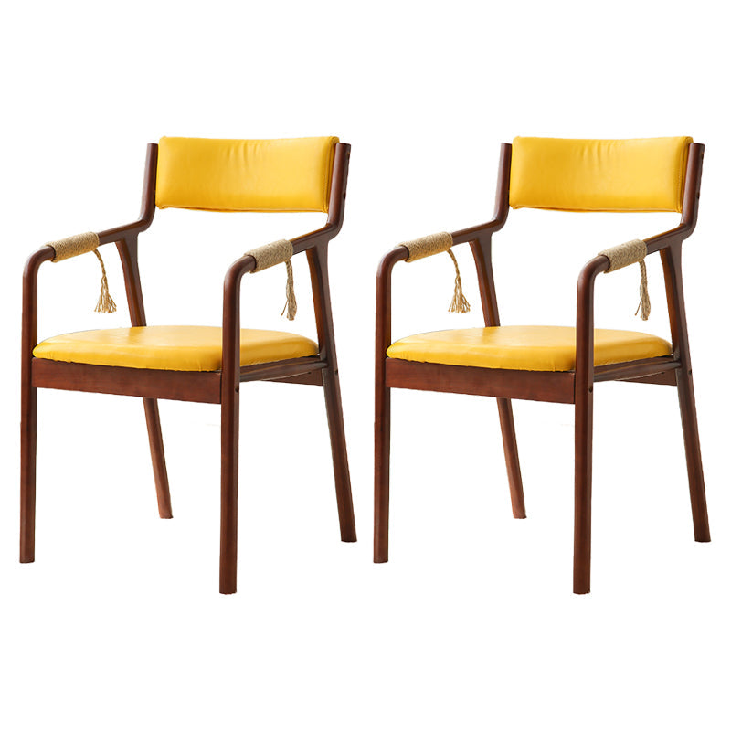 Traditional Style Wood Chair Set Open Back Arm Kitchen Dining Room Chairs Yellow 2 Piece Set Clearhalo ' kitchen&dining_furn' 'Dining Chairs' 'Dining Tables & Seating' 'dining_chair' 'furn' 'furn_dining_chair' 'Furniture' 'furniture_dining_chair' 'Kitchen & Dining Furniture' 'kitchen' 3725501