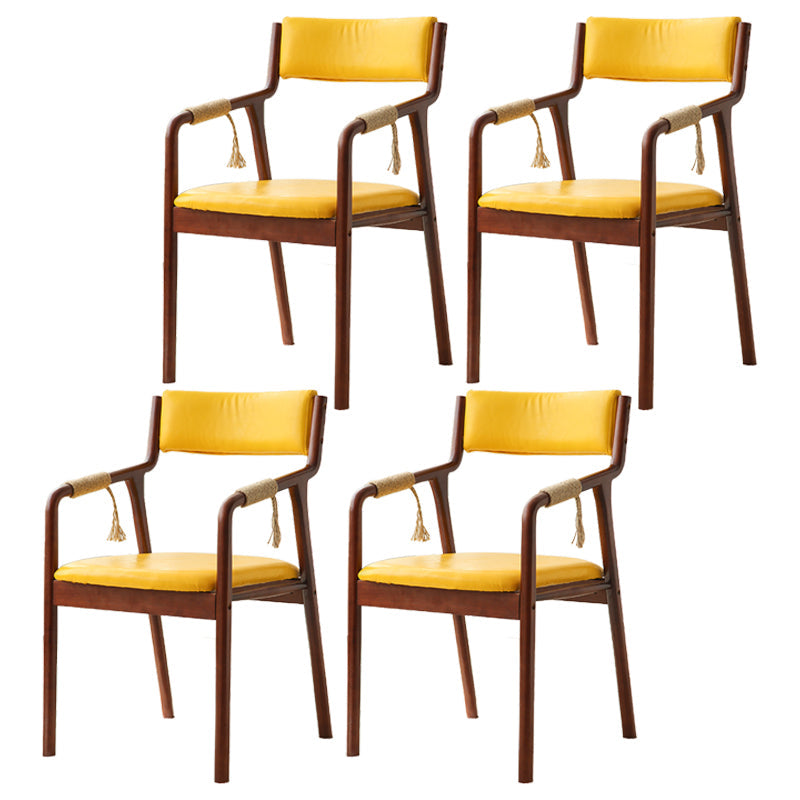 Traditional Style Wood Chair Set Open Back Arm Kitchen Dining Room Chairs Yellow 4 Piece Set Clearhalo ' kitchen&dining_furn' 'Dining Chairs' 'Dining Tables & Seating' 'dining_chair' 'furn' 'furn_dining_chair' 'Furniture' 'furniture_dining_chair' 'Kitchen & Dining Furniture' 'kitchen' 3725503