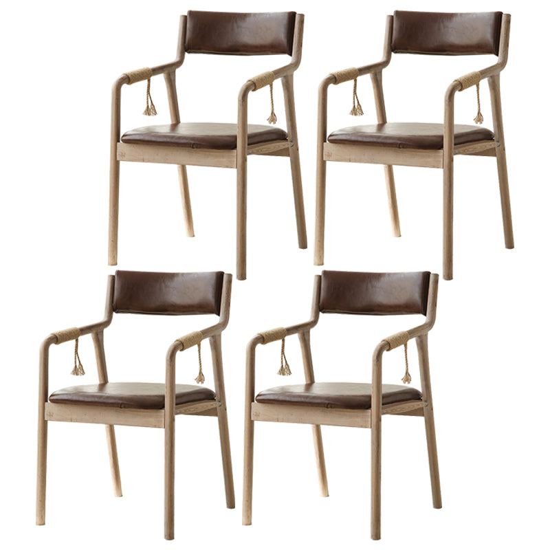 Traditional Style Wood Chair Set Open Back Arm Kitchen Dining Room Chairs Dark Coffee 4 Piece Set Clearhalo ' kitchen&dining_furn' 'Dining Chairs' 'Dining Tables & Seating' 'dining_chair' 'furn' 'furn_dining_chair' 'Furniture' 'furniture_dining_chair' 'Kitchen & Dining Furniture' 'kitchen' 3725507