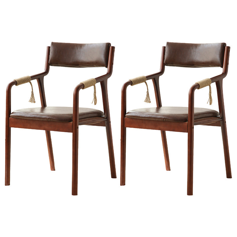 Traditional Style Wood Chair Set Open Back Arm Kitchen Dining Room Chairs Brown 2 Piece Set Clearhalo ' kitchen&dining_furn' 'Dining Chairs' 'Dining Tables & Seating' 'dining_chair' 'furn' 'furn_dining_chair' 'Furniture' 'furniture_dining_chair' 'Kitchen & Dining Furniture' 'kitchen' 3725509