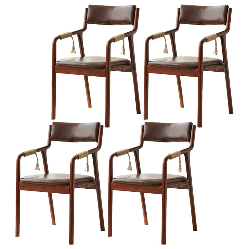 Traditional Style Wood Chair Set Open Back Arm Kitchen Dining Room Chairs Brown 4 Piece Set Clearhalo ' kitchen&dining_furn' 'Dining Chairs' 'Dining Tables & Seating' 'dining_chair' 'furn' 'furn_dining_chair' 'Furniture' 'furniture_dining_chair' 'Kitchen & Dining Furniture' 'kitchen' 3725510