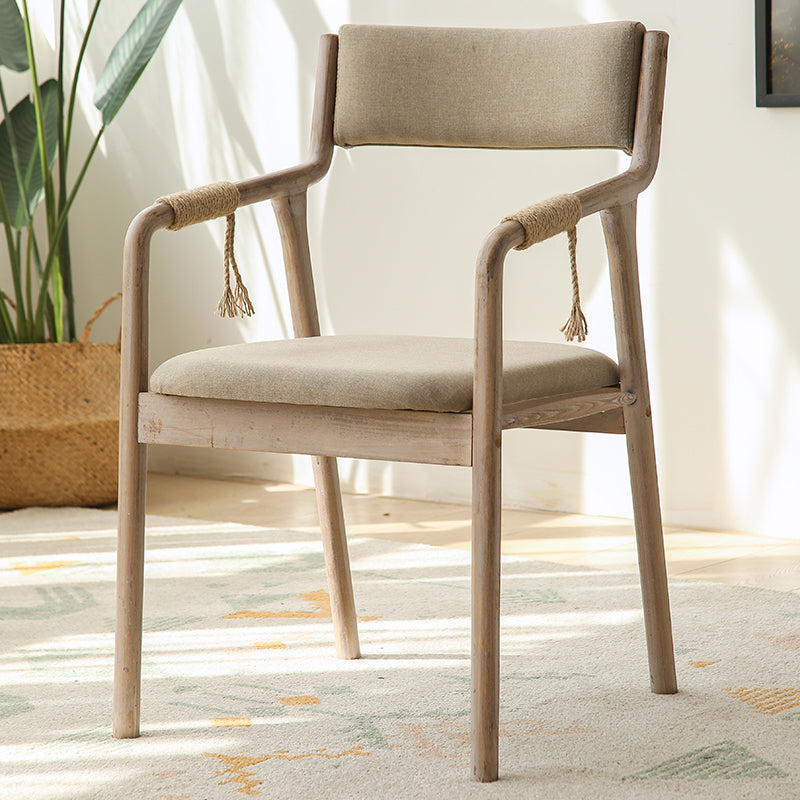 Traditional Style Wood Chair Set Open Back Arm Kitchen Dining Room Chairs Gray-Khaki 1 Piece Clearhalo ' kitchen&dining_furn' 'Dining Chairs' 'Dining Tables & Seating' 'dining_chair' 'furn' 'furn_dining_chair' 'Furniture' 'furniture_dining_chair' 'Kitchen & Dining Furniture' 'kitchen' 3725517