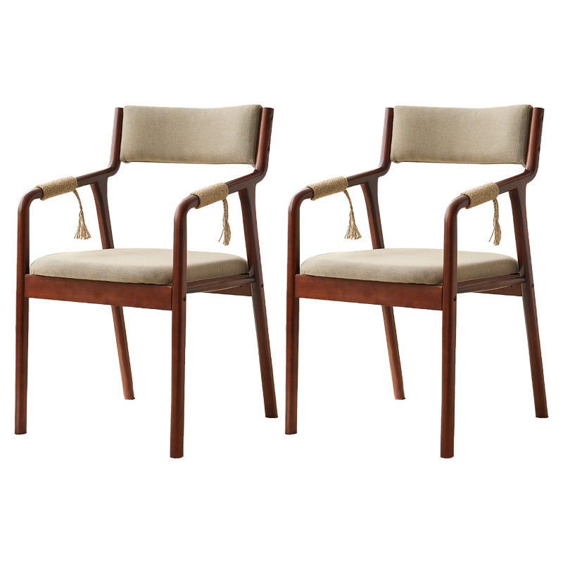 Traditional Style Wood Chair Set Open Back Arm Kitchen Dining Room Chairs Khaki 2 Piece Set Clearhalo ' kitchen&dining_furn' 'Dining Chairs' 'Dining Tables & Seating' 'dining_chair' 'furn' 'furn_dining_chair' 'Furniture' 'furniture_dining_chair' 'Kitchen & Dining Furniture' 'kitchen' 3725521