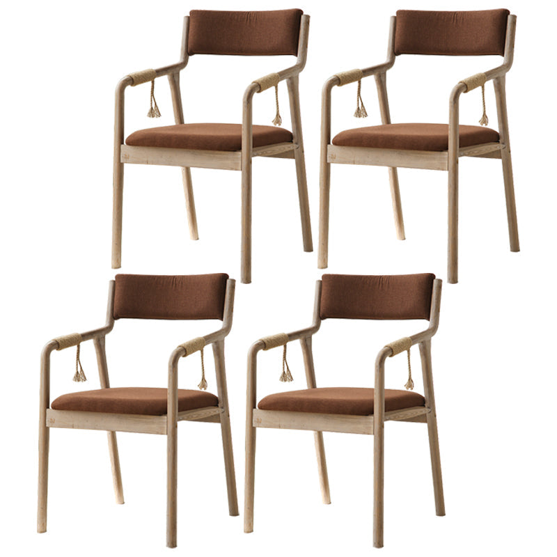 Traditional Style Wood Chair Set Open Back Arm Kitchen Dining Room Chairs Tan 4 Piece Set Clearhalo ' kitchen&dining_furn' 'Dining Chairs' 'Dining Tables & Seating' 'dining_chair' 'furn' 'furn_dining_chair' 'Furniture' 'furniture_dining_chair' 'Kitchen & Dining Furniture' 'kitchen' 3725525