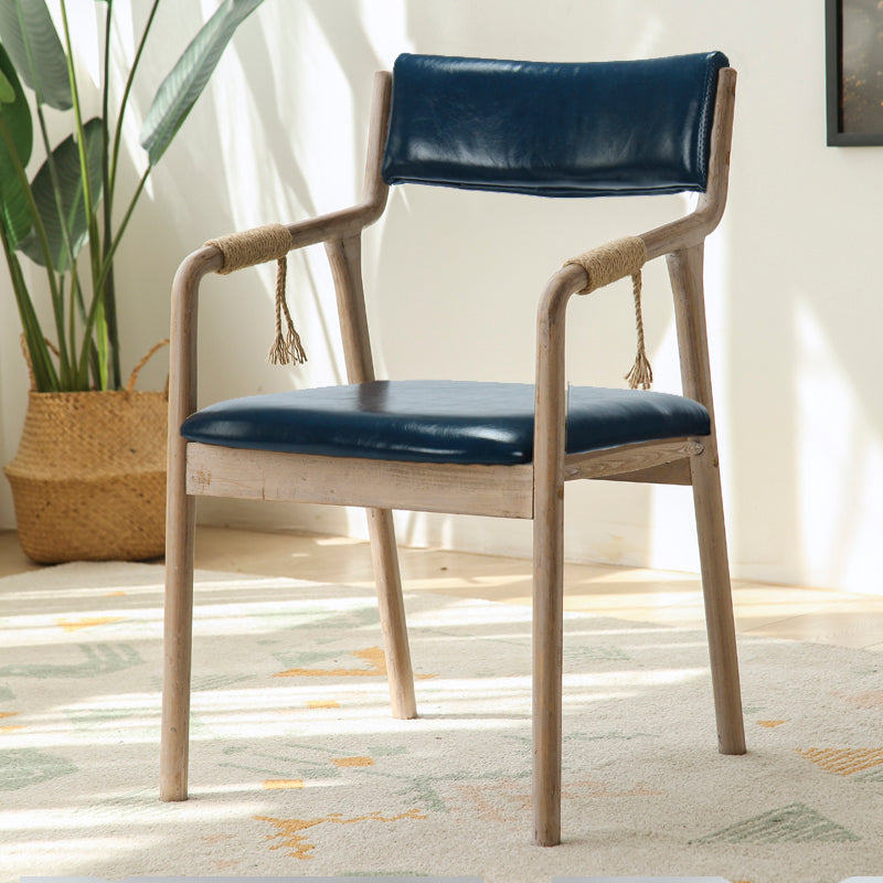 Traditional Style Wood Chair Set Open Back Arm Kitchen Dining Room Chairs Dark Blue 1 Piece Clearhalo ' kitchen&dining_furn' 'Dining Chairs' 'Dining Tables & Seating' 'dining_chair' 'furn' 'furn_dining_chair' 'Furniture' 'furniture_dining_chair' 'Kitchen & Dining Furniture' 'kitchen' 3725532