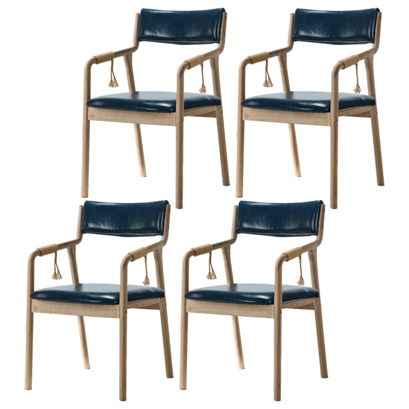 Traditional Style Wood Chair Set Open Back Arm Kitchen Dining Room Chairs Dark Blue 4 Piece Set Clearhalo ' kitchen&dining_furn' 'Dining Chairs' 'Dining Tables & Seating' 'dining_chair' 'furn' 'furn_dining_chair' 'Furniture' 'furniture_dining_chair' 'Kitchen & Dining Furniture' 'kitchen' 3725534