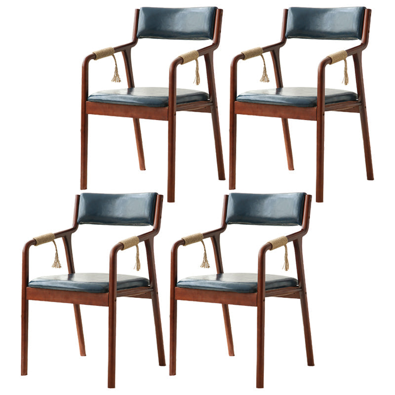 Traditional Style Wood Chair Set Open Back Arm Kitchen Dining Room Chairs Royal Blue 4 Piece Set Clearhalo ' kitchen&dining_furn' 'Dining Chairs' 'Dining Tables & Seating' 'dining_chair' 'furn' 'furn_dining_chair' 'Furniture' 'furniture_dining_chair' 'Kitchen & Dining Furniture' 'kitchen' 3725537