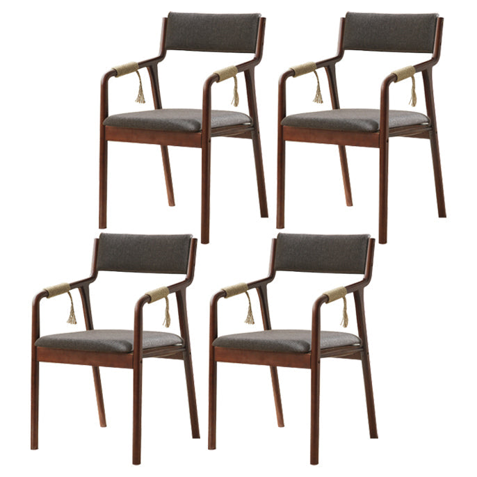 Traditional Style Wood Chair Set Open Back Arm Kitchen Dining Room Chairs Gray Coffee 4 Piece Set Clearhalo ' kitchen&dining_furn' 'Dining Chairs' 'Dining Tables & Seating' 'dining_chair' 'furn' 'furn_dining_chair' 'Furniture' 'furniture_dining_chair' 'Kitchen & Dining Furniture' 'kitchen' 3725543