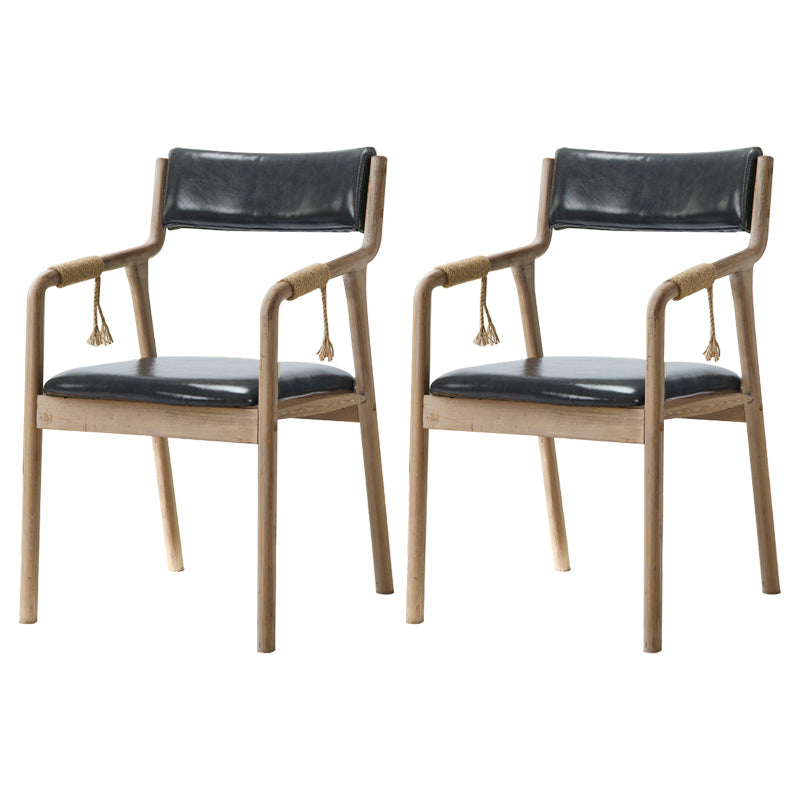 Traditional Style Wood Chair Set Open Back Arm Kitchen Dining Room Chairs Dark Gray 2 Piece Set Clearhalo ' kitchen&dining_furn' 'Dining Chairs' 'Dining Tables & Seating' 'dining_chair' 'furn' 'furn_dining_chair' 'Furniture' 'furniture_dining_chair' 'Kitchen & Dining Furniture' 'kitchen' 3725545