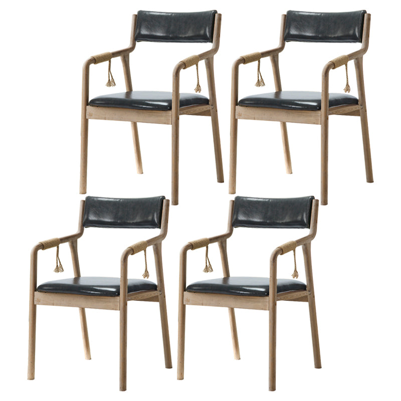 Traditional Style Wood Chair Set Open Back Arm Kitchen Dining Room Chairs Dark Gray 4 Piece Set Clearhalo ' kitchen&dining_furn' 'Dining Chairs' 'Dining Tables & Seating' 'dining_chair' 'furn' 'furn_dining_chair' 'Furniture' 'furniture_dining_chair' 'Kitchen & Dining Furniture' 'kitchen' 3725546