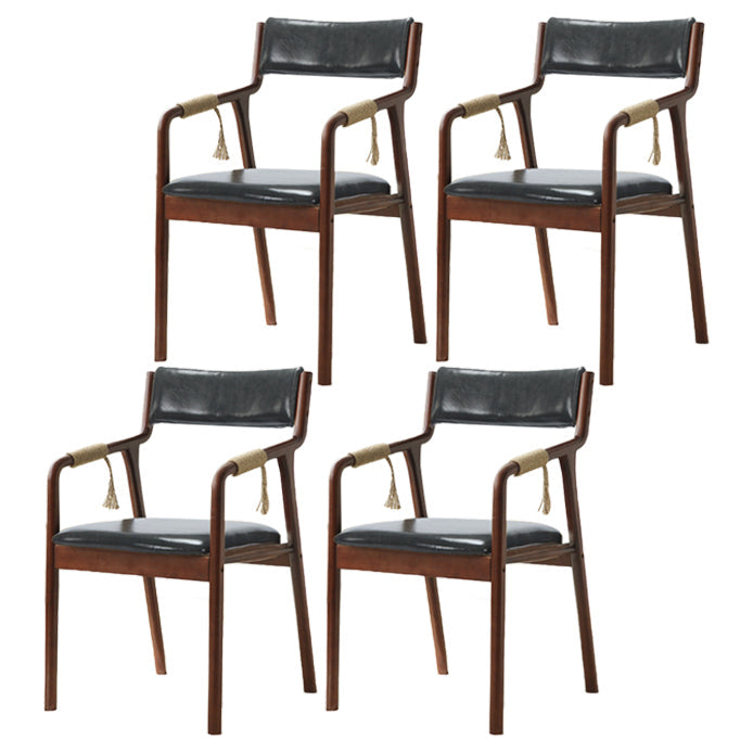 Traditional Style Wood Chair Set Open Back Arm Kitchen Dining Room Chairs Black-Gray 4 Piece Set Clearhalo ' kitchen&dining_furn' 'Dining Chairs' 'Dining Tables & Seating' 'dining_chair' 'furn' 'furn_dining_chair' 'Furniture' 'furniture_dining_chair' 'Kitchen & Dining Furniture' 'kitchen' 3725549