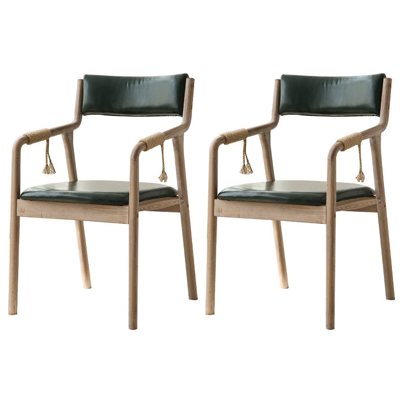 Traditional Style Wood Chair Set Open Back Arm Kitchen Dining Room Chairs Dark Green 2 Piece Set Clearhalo ' kitchen&dining_furn' 'Dining Chairs' 'Dining Tables & Seating' 'dining_chair' 'furn' 'furn_dining_chair' 'Furniture' 'furniture_dining_chair' 'Kitchen & Dining Furniture' 'kitchen' 3725551