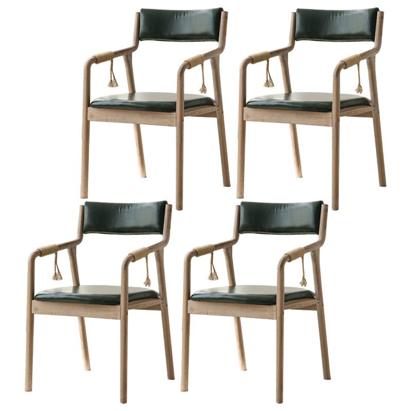 Traditional Style Wood Chair Set Open Back Arm Kitchen Dining Room Chairs Dark Green 4 Piece Set Clearhalo ' kitchen&dining_furn' 'Dining Chairs' 'Dining Tables & Seating' 'dining_chair' 'furn' 'furn_dining_chair' 'Furniture' 'furniture_dining_chair' 'Kitchen & Dining Furniture' 'kitchen' 3725552
