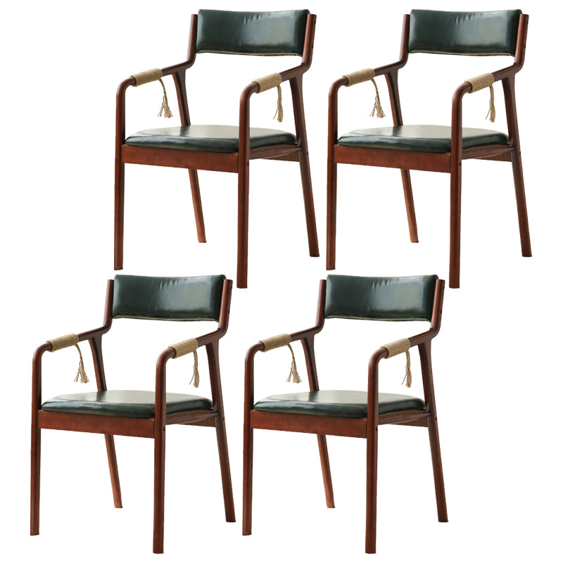 Traditional Style Wood Chair Set Open Back Arm Kitchen Dining Room Chairs Blackish Green 4 Piece Set Clearhalo ' kitchen&dining_furn' 'Dining Chairs' 'Dining Tables & Seating' 'dining_chair' 'furn' 'furn_dining_chair' 'Furniture' 'furniture_dining_chair' 'Kitchen & Dining Furniture' 'kitchen' 3725555