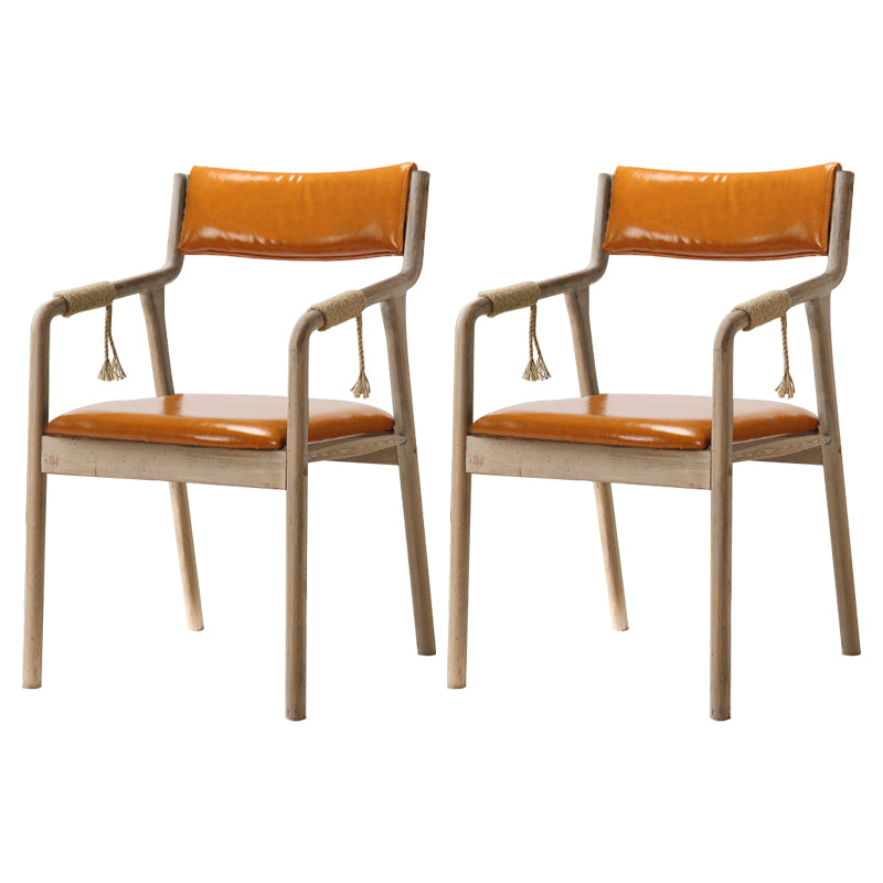 Traditional Style Wood Chair Set Open Back Arm Kitchen Dining Room Chairs Orange 2 Piece Set Clearhalo ' kitchen&dining_furn' 'Dining Chairs' 'Dining Tables & Seating' 'dining_chair' 'furn' 'furn_dining_chair' 'Furniture' 'furniture_dining_chair' 'Kitchen & Dining Furniture' 'kitchen' 3725557