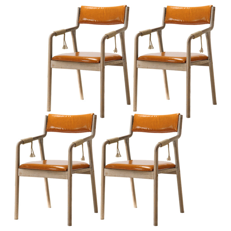 Traditional Style Wood Chair Set Open Back Arm Kitchen Dining Room Chairs Orange 4 Piece Set Clearhalo ' kitchen&dining_furn' 'Dining Chairs' 'Dining Tables & Seating' 'dining_chair' 'furn' 'furn_dining_chair' 'Furniture' 'furniture_dining_chair' 'Kitchen & Dining Furniture' 'kitchen' 3725558