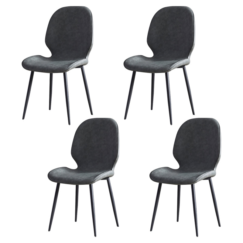 Contemporary Metal Dining Room Chairs Wingback Side Armless Chair for Home Use Dark Gray 4 Piece Set Clearhalo ' kitchen&dining_furn' 'Dining Chairs' 'Dining Tables & Seating' 'dining_chair' 'furn' 'furn_dining_chair' 'Furniture' 'furniture_dining_chair' 'Kitchen & Dining Furniture' 'kitchen' 3725565