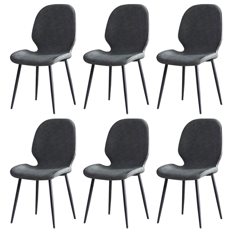 Contemporary Metal Dining Room Chairs Wingback Side Armless Chair for Home Use Dark Gray 6 Piece Set Clearhalo ' kitchen&dining_furn' 'Dining Chairs' 'Dining Tables & Seating' 'dining_chair' 'furn' 'furn_dining_chair' 'Furniture' 'furniture_dining_chair' 'Kitchen & Dining Furniture' 'kitchen' 3725566