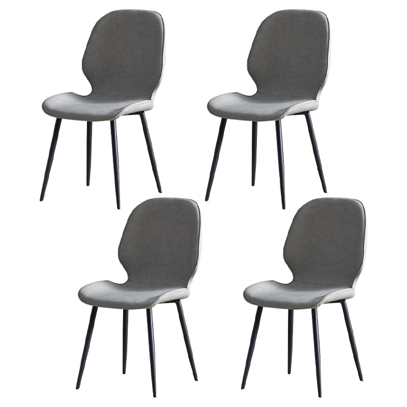 Contemporary Metal Dining Room Chairs Wingback Side Armless Chair for Home Use Light Gray 4 Piece Set Clearhalo ' kitchen&dining_furn' 'Dining Chairs' 'Dining Tables & Seating' 'dining_chair' 'furn' 'furn_dining_chair' 'Furniture' 'furniture_dining_chair' 'Kitchen & Dining Furniture' 'kitchen' 3725571